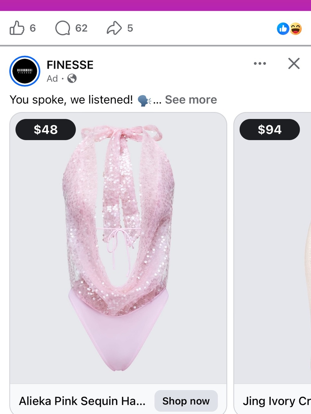 Finesse Pink Sequin Halter Bodysuit